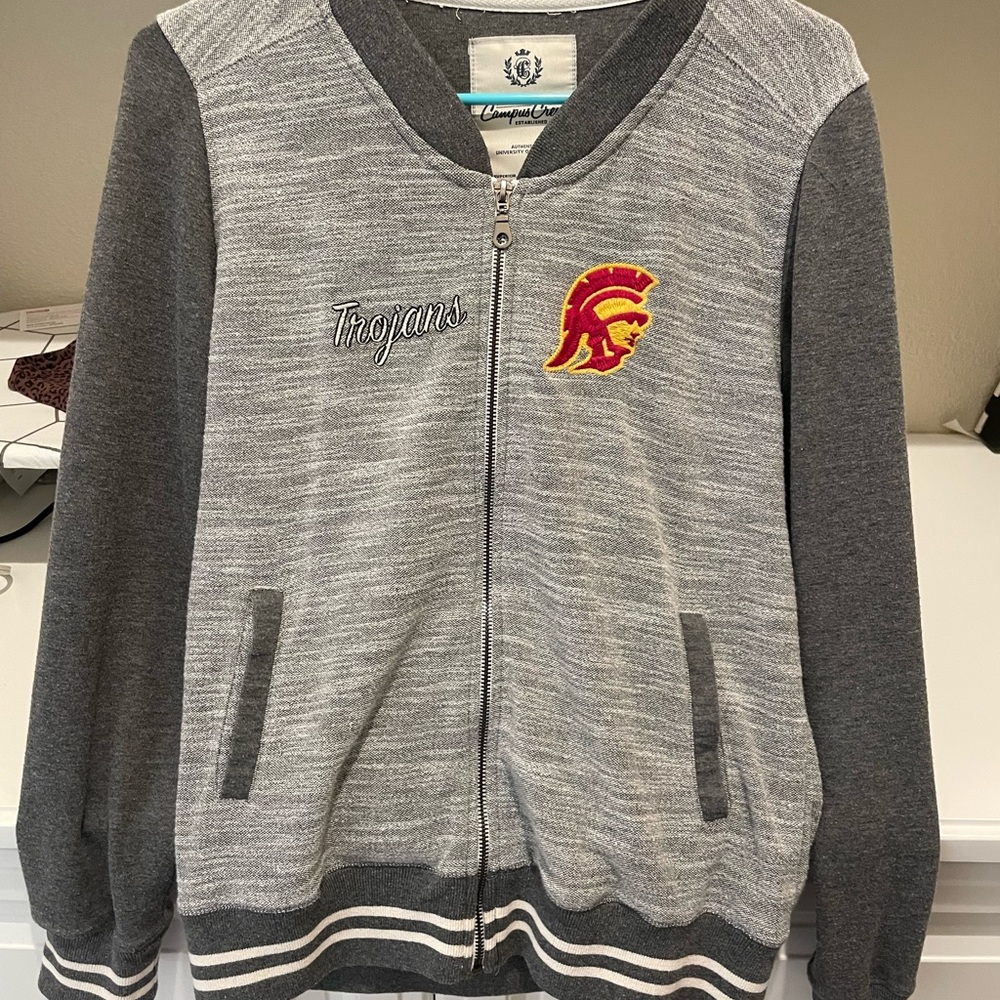 Gray USC Trojans Game Day Zip-Up Bomber Jacket